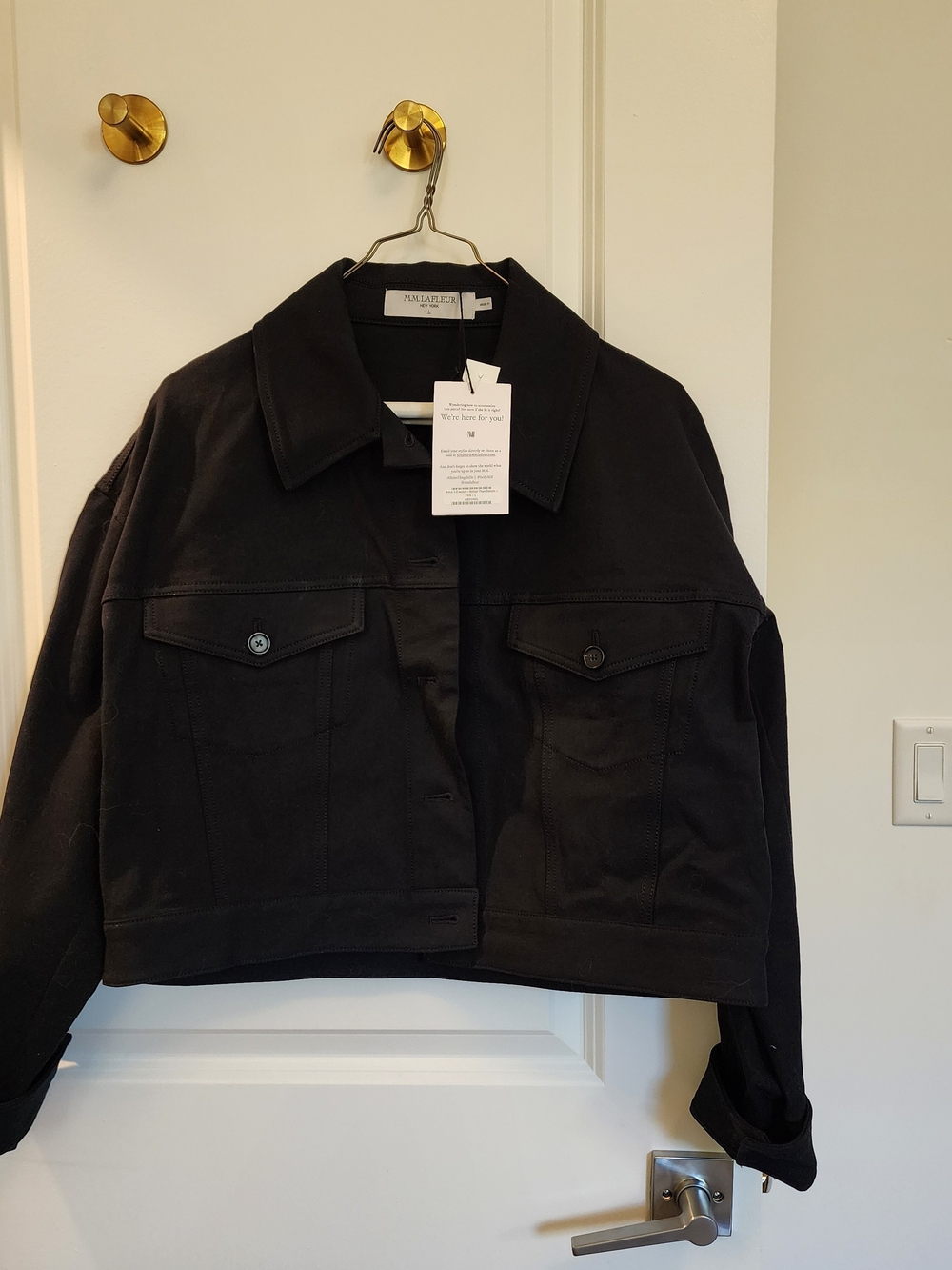 MM Lafleur Ink Blue Cropped Boxy Jean Jacket